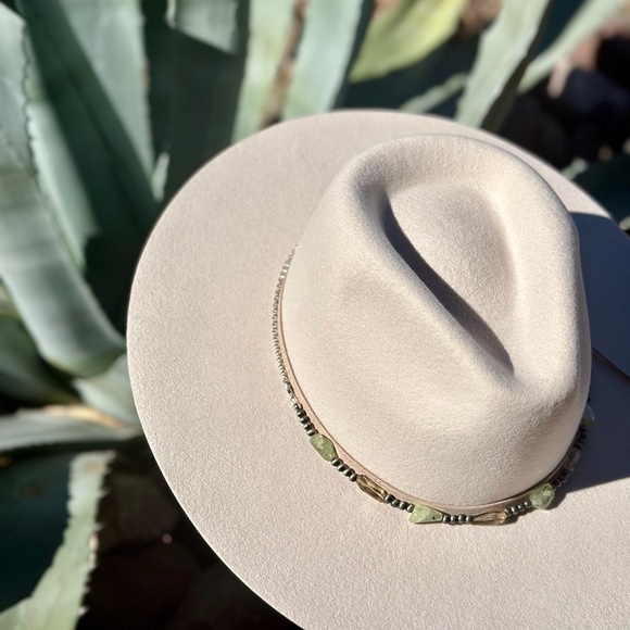 Faux Navajo Pearls, Prehnite and Smoky Quartz Hat Band - Picture 6 of 6